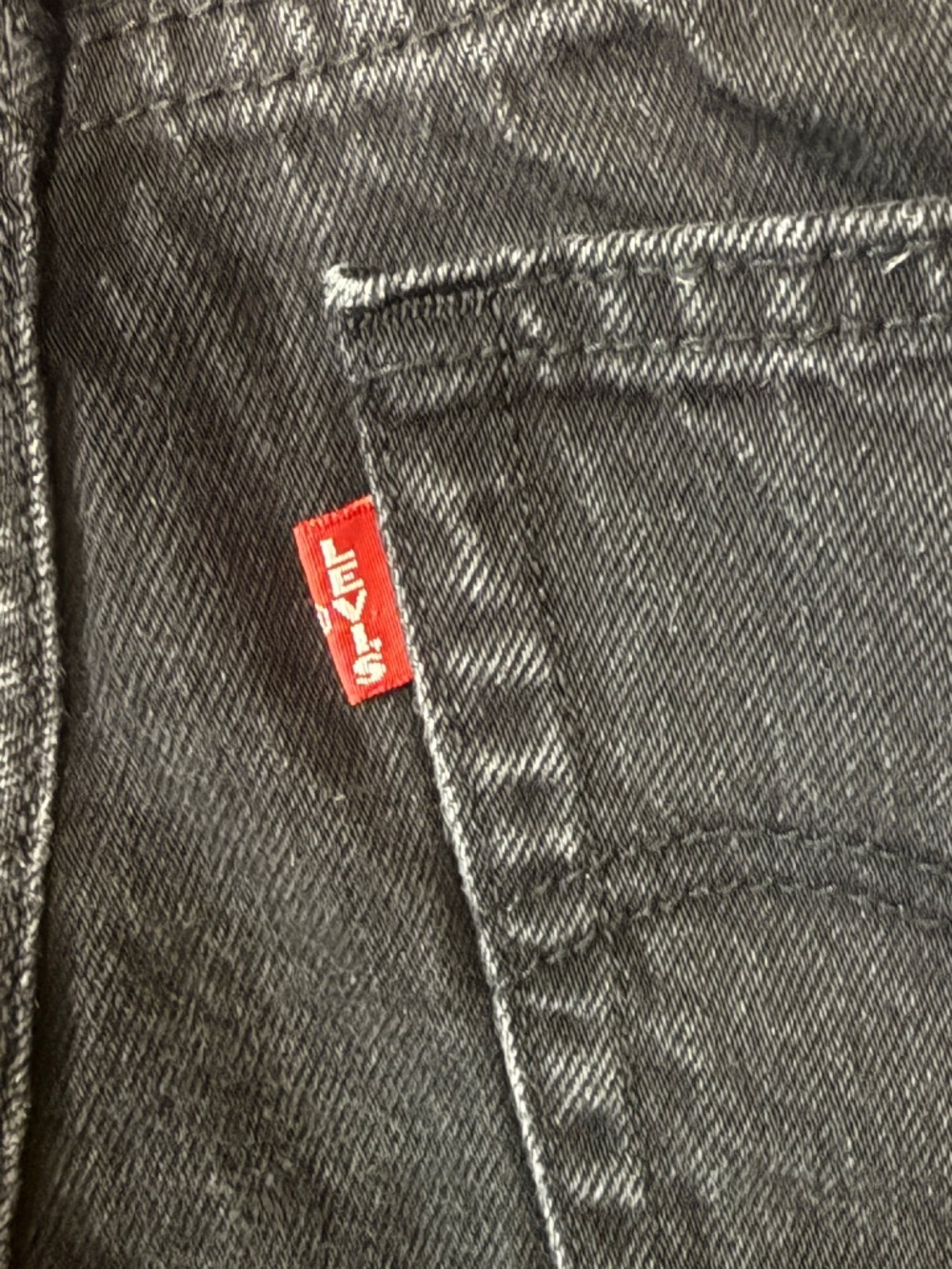 Levi’s Premium High Loose Flare Jeans 28x30 Train Wreck Black Big E $98 - Picture 7 of 12